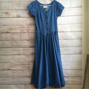 VINTAGE CASUAL CORNER DENIM MODEST MAXI DRESS